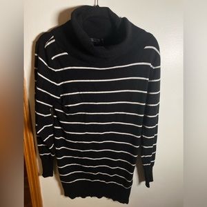 Nautical Navy Striped Cowl Neck Sweater Sz M